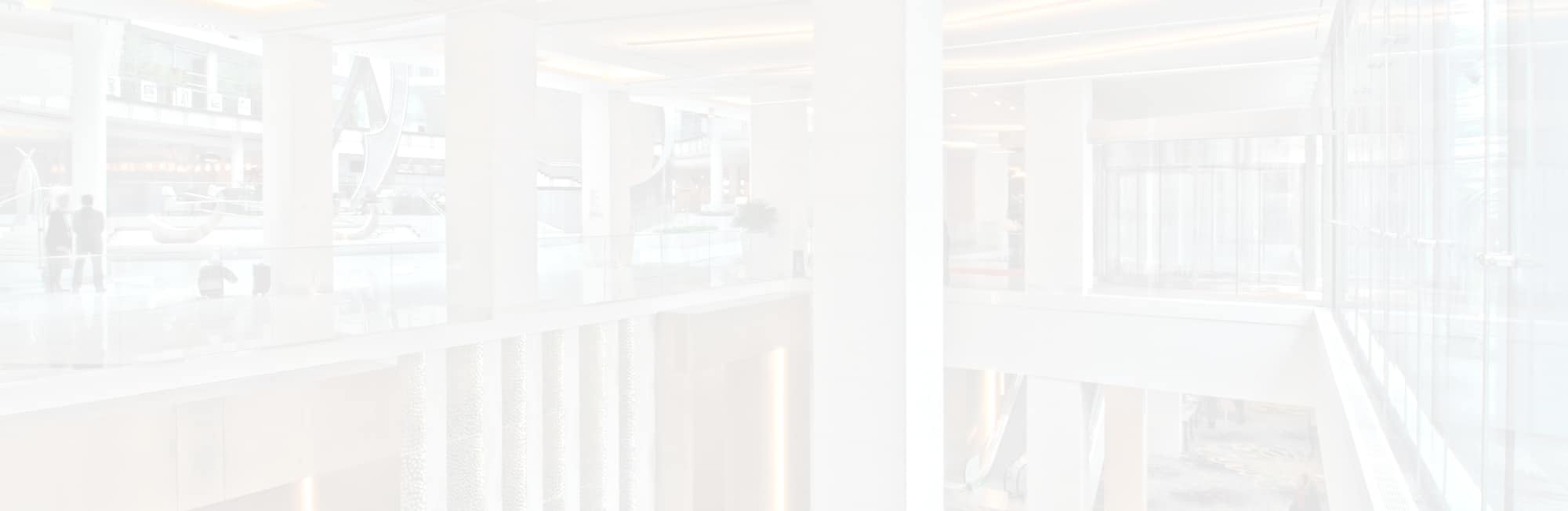 2nd-story escalator with light overlay