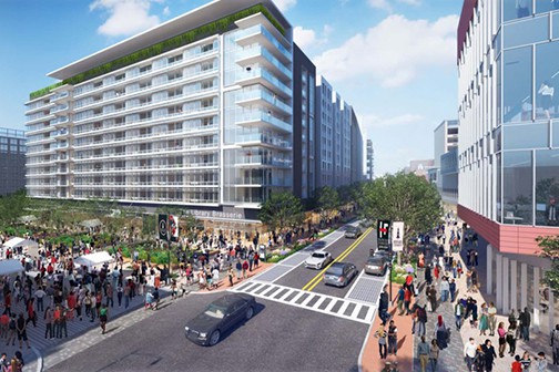 Busy city street during an event